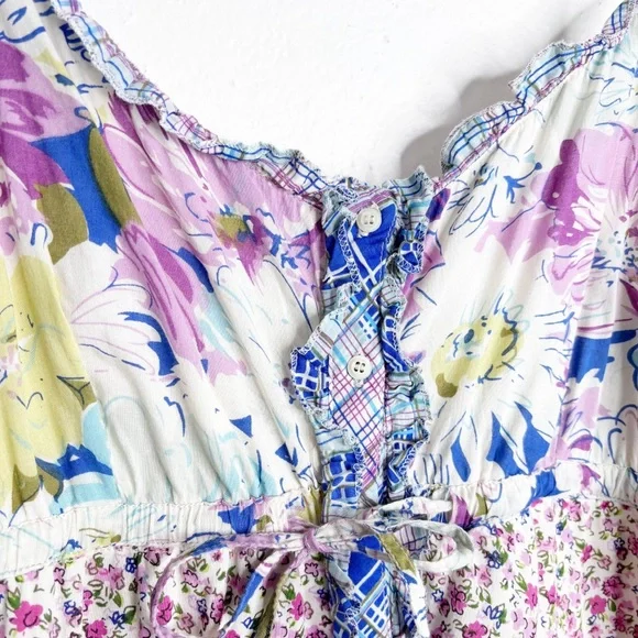 Sundance Tiered Button Front Floral Patchwork Maxi Dress Size L EUC - Picture 5 of 13